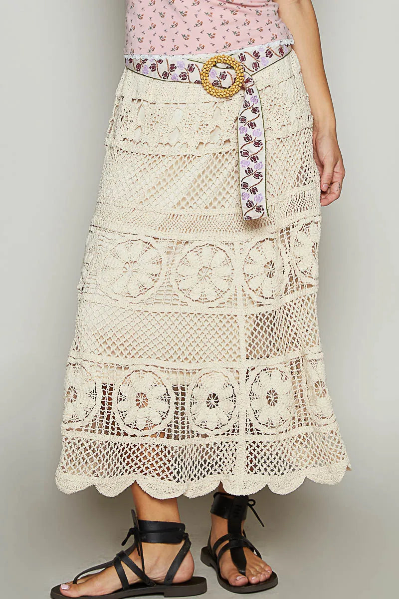POL Lace Tiered Midi Skirt - Alwesbo Fashion