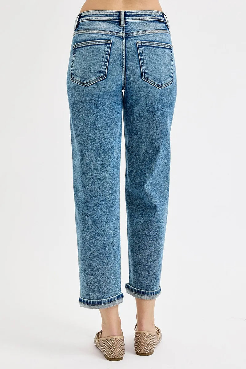 Trendy Crop Boyfriend Jeans with High Waist – Plus Size Fit - Alwesbo Fashion