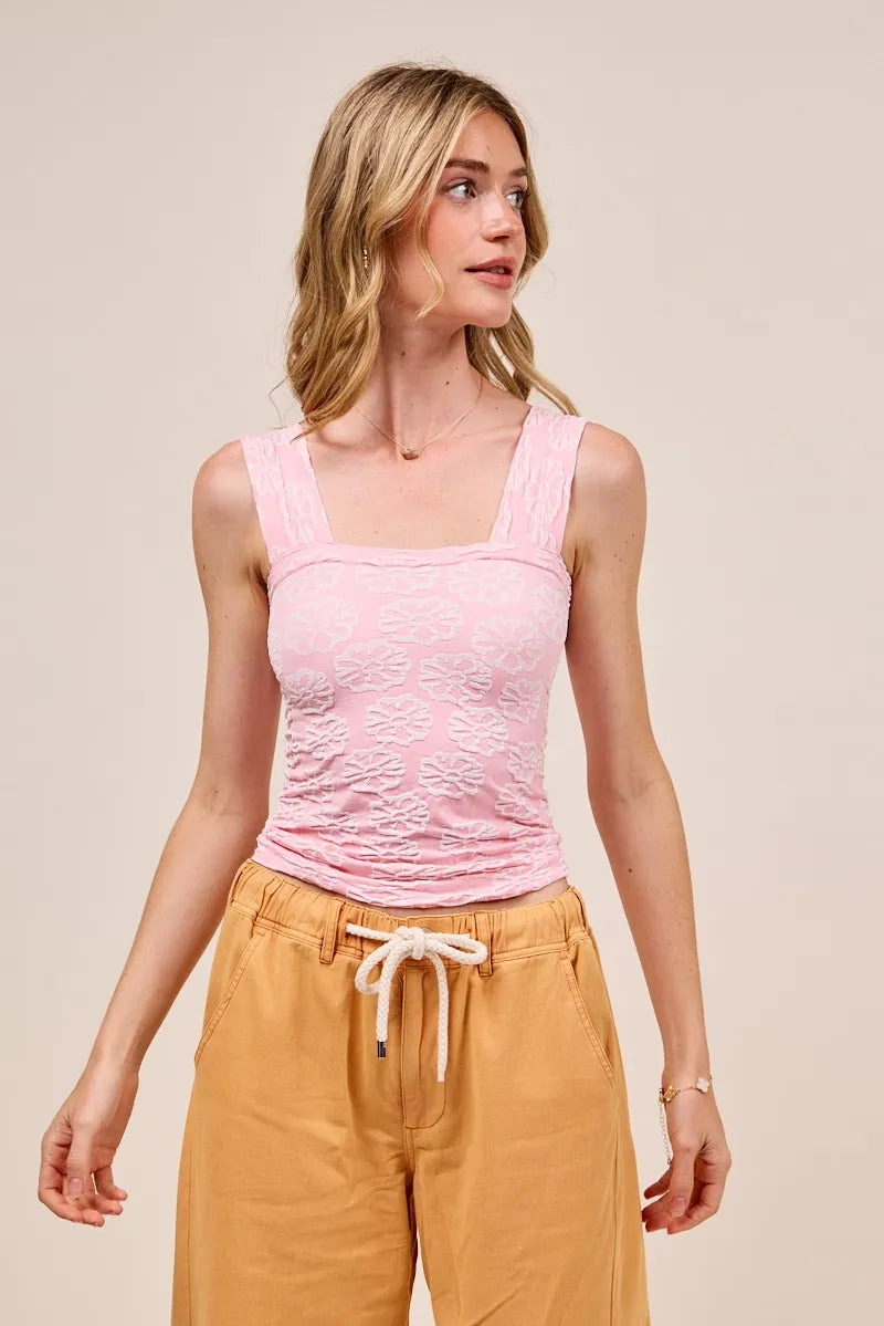 SO ME Two Tone Floral Seamless Tank Top - Alwesbo Fashion