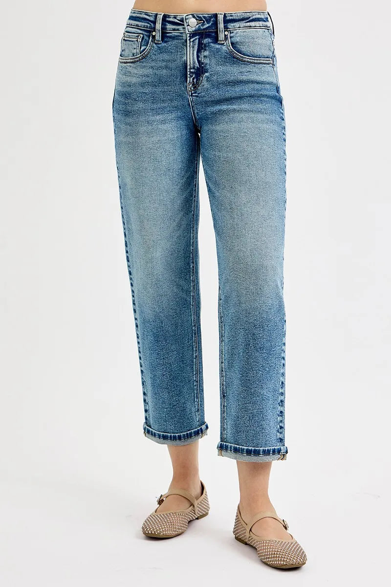 Trendy Crop Boyfriend Jeans with High Waist – Plus Size Fit - Alwesbo Fashion