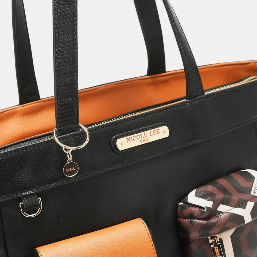 Nicole Lee USA Geometric Pattern Tote Bag - Alwesbo Fashion