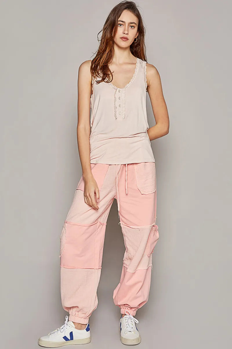 POL V-Neck Cutout Tank with Trim Detail - Alwesbo Fashion