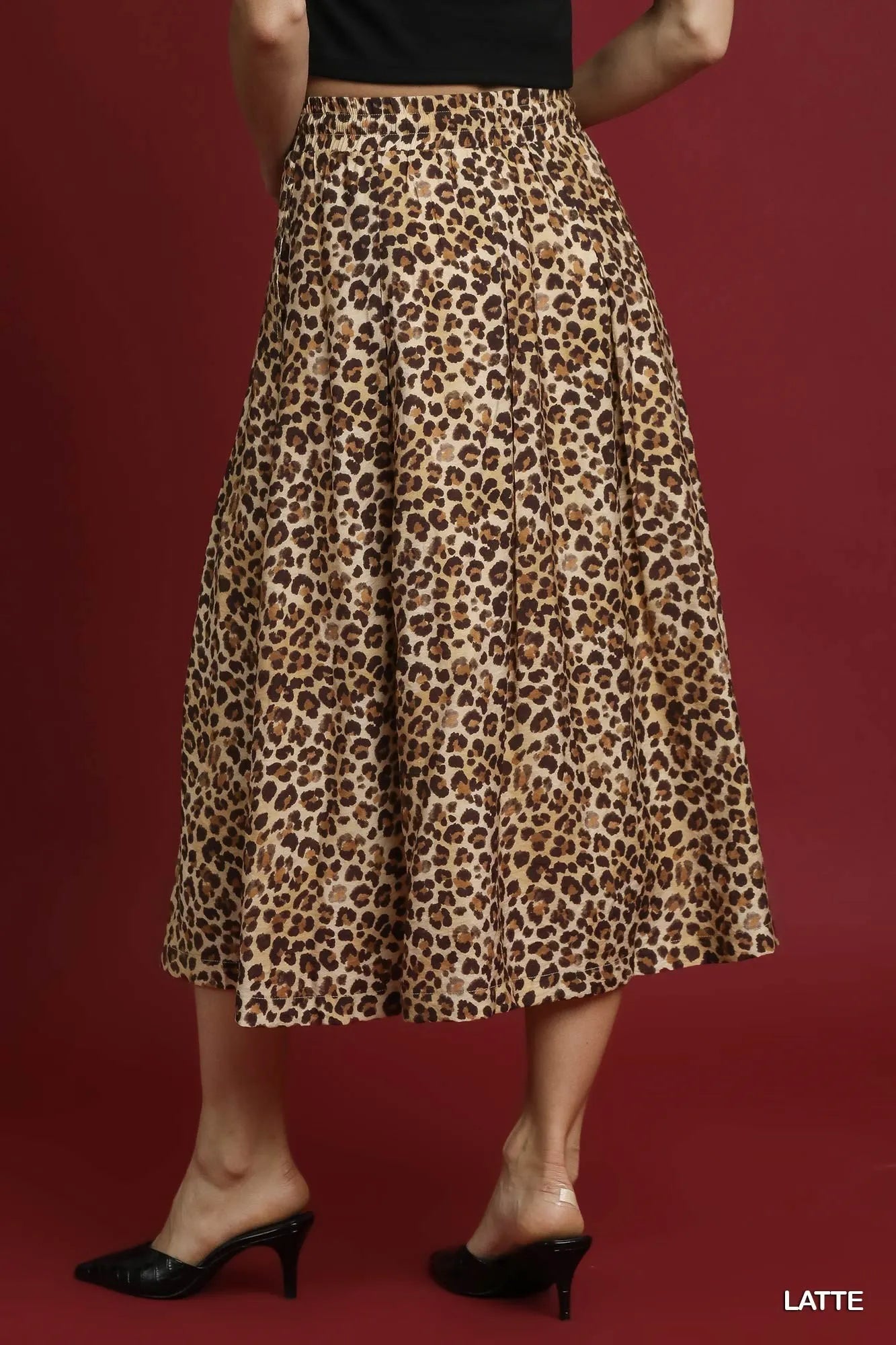 Umgee Drawstring Leopard Midi Skirt - Alwesbo Fashion