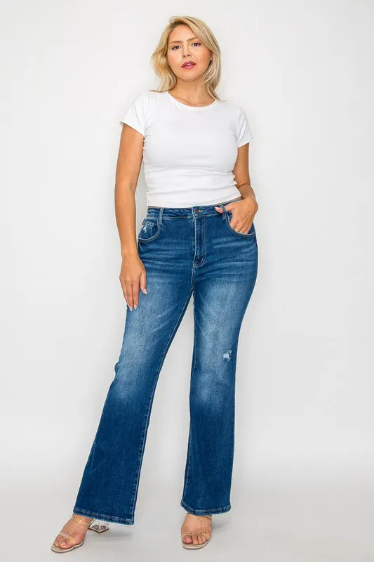 bytos Full Size High Rise Bootcut Jeans with Pockets - Alwesbo Fashion