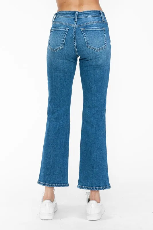 bytos Full Size Cat's Whiskers Mid Rise Ankle Jeans - Alwesbo Fashion
