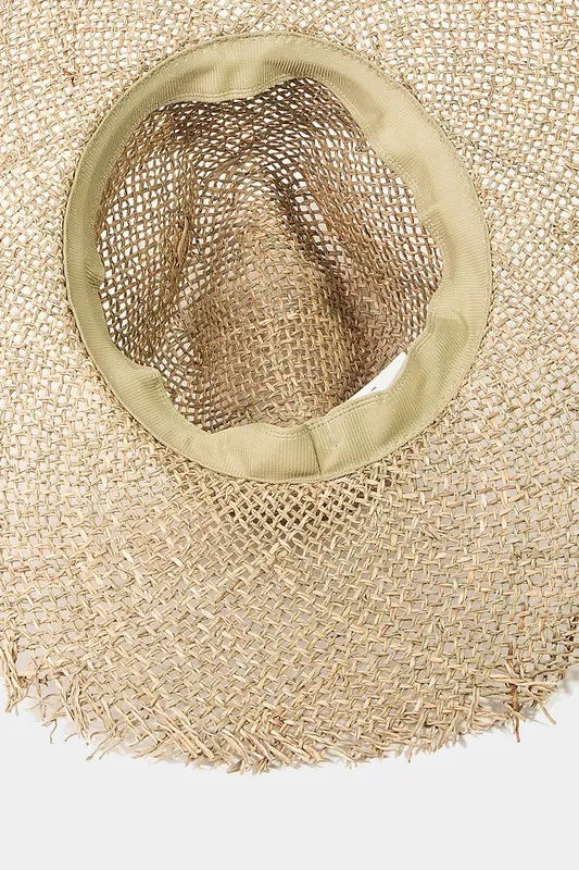 Western Fedora Hat with Fringe Edge & Straw Braid - Alwesbo Fashion
