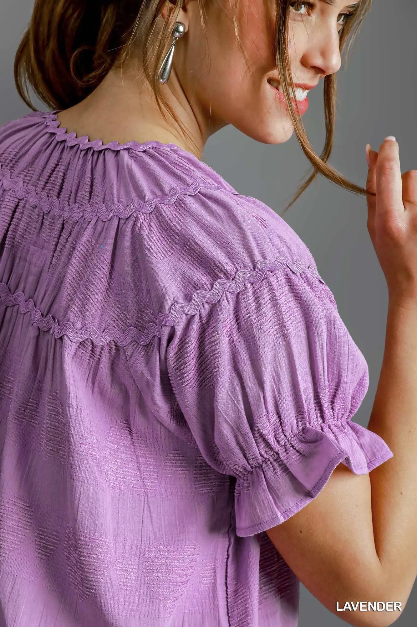 Umgee Heart Pattern Short Sleeve Ruffle Babydoll Dress - Alwesbo Fashion
