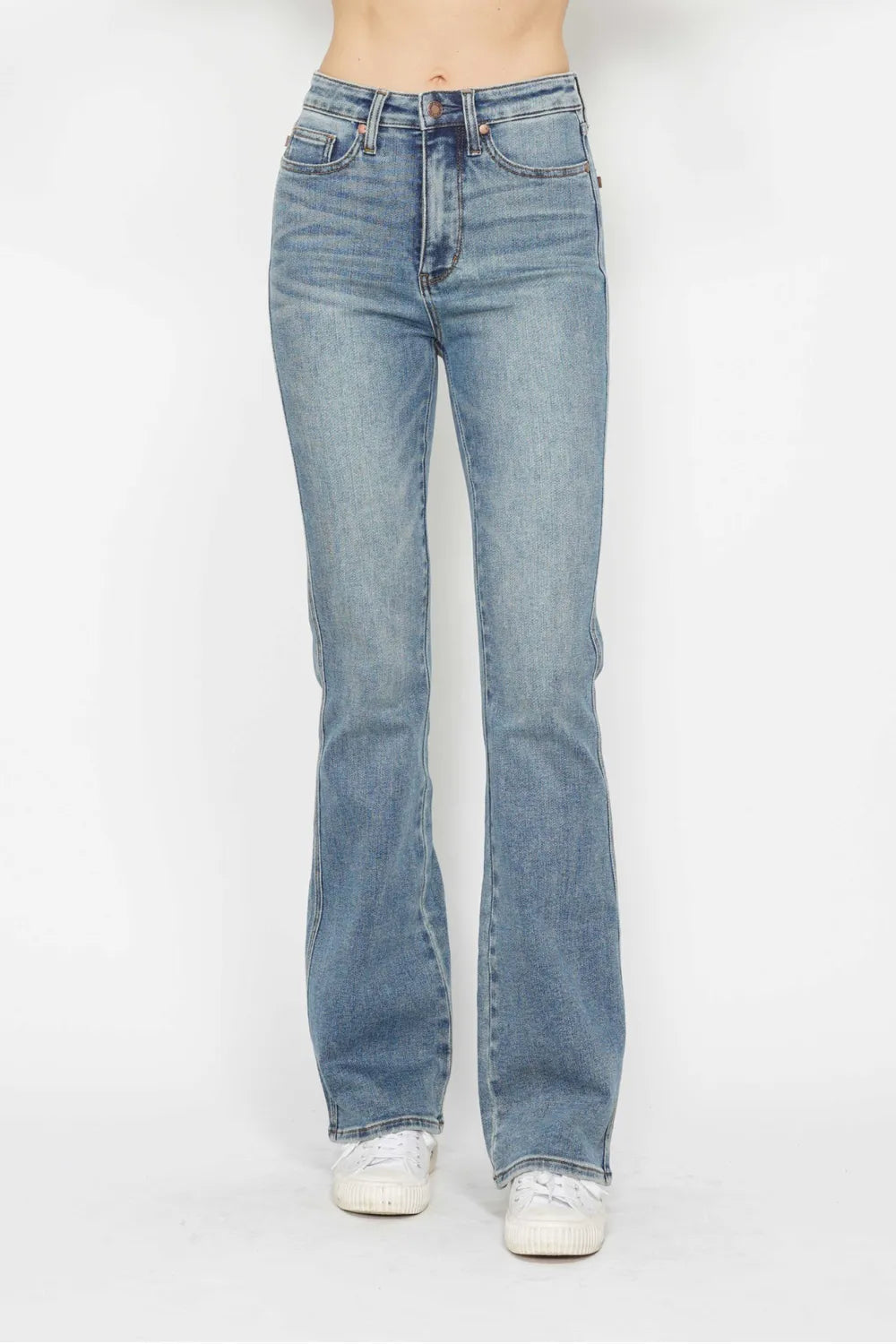 Judy Blue Full Size Tummy Control Back Embroidered Pocketed Bootcut Jeans Plus Size - Alwesbo Fashion