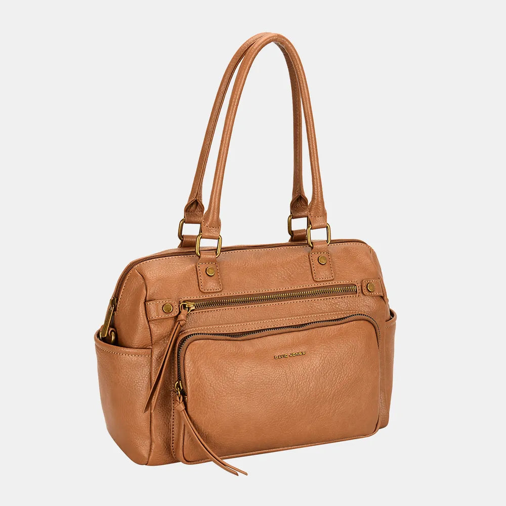 David Jones Zipper PU Leather Handbag - Alwesbo Fashion