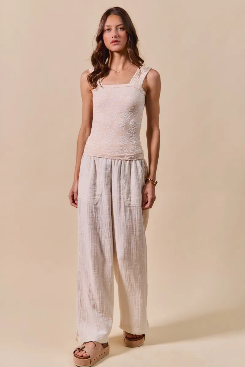 SO ME Two Tone Floral Seamless Tank Top - Alwesbo Fashion