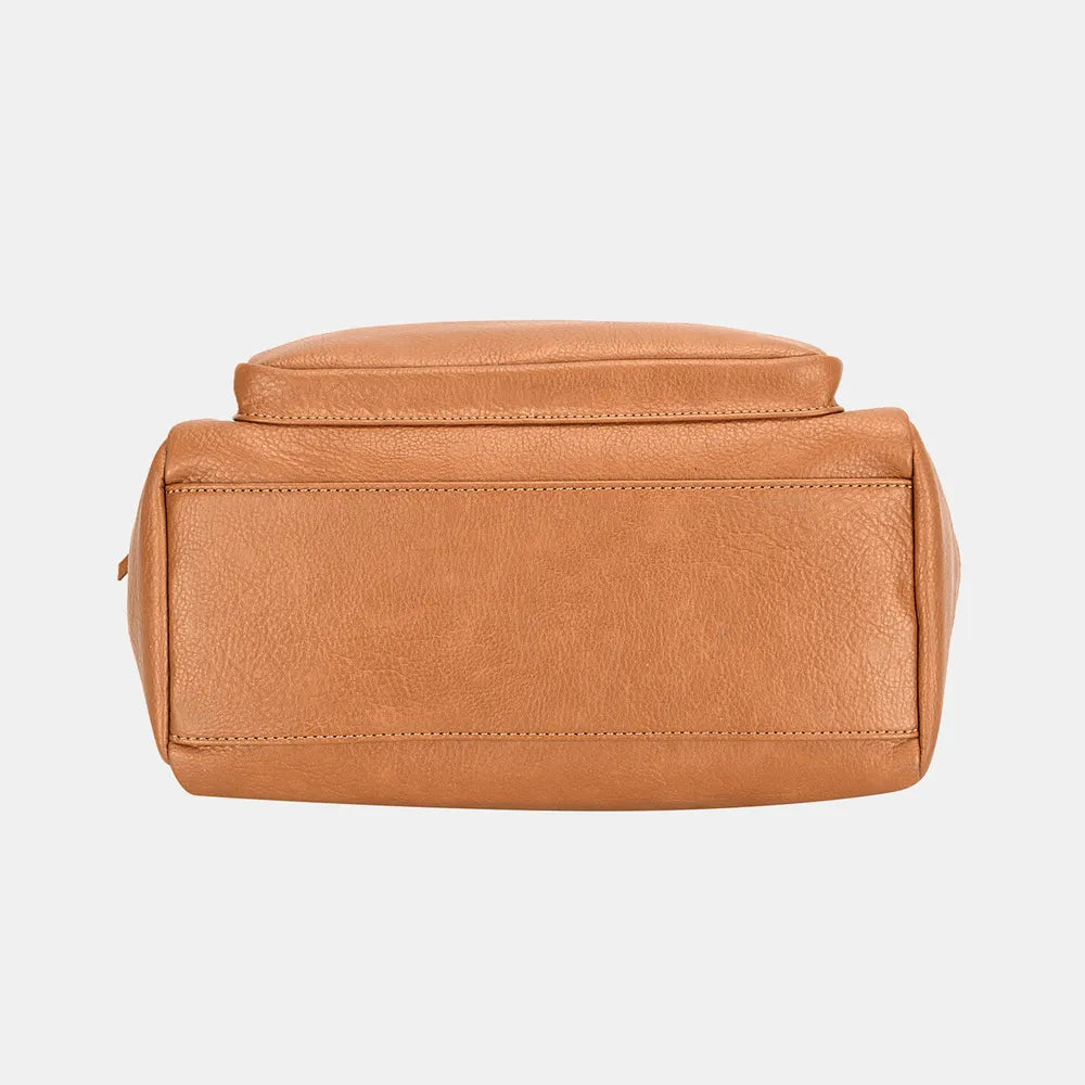 David Jones Zipper PU Leather Handbag - Alwesbo Fashion