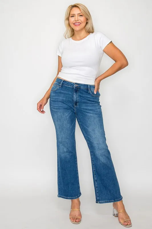 bytos Full Size Cat's Whiskers Mid Rise Ankle Jeans - Alwesbo Fashion