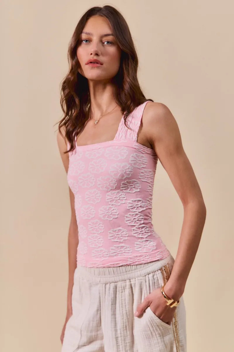 SO ME Two Tone Floral Seamless Tank Top - Alwesbo Fashion