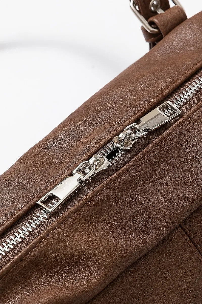 Fame Multi Grommet Belt Strap Rustic Rectangular Hand Bag - Alwesbo Fashion
