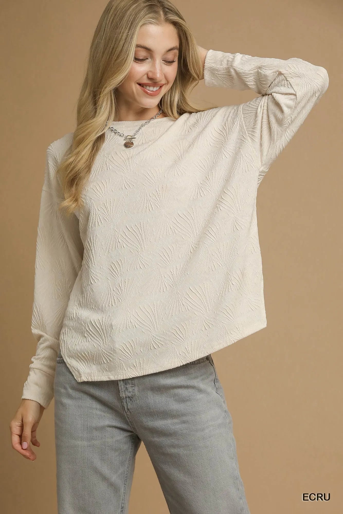 Textured Knit Long Sleeve Top for Women - Alwesbo Fashion