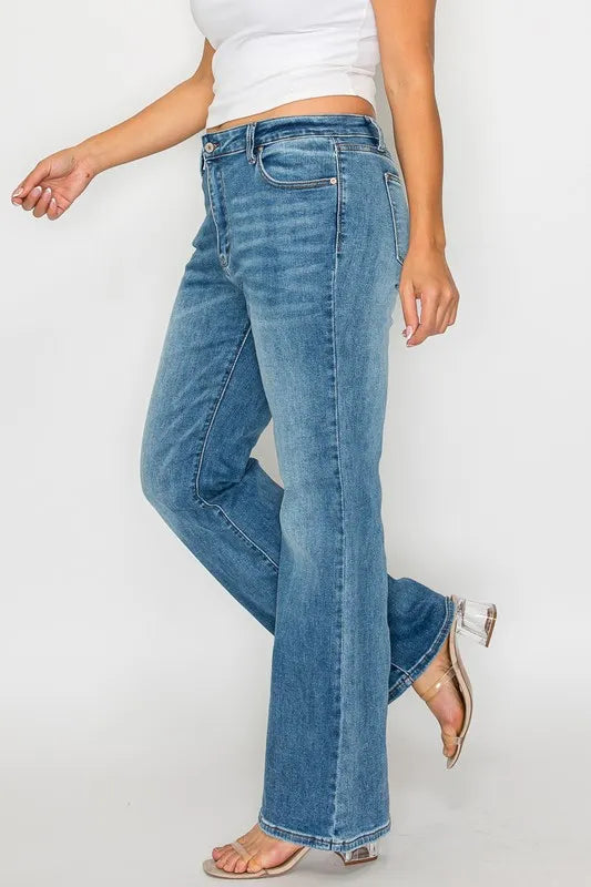 bytos Full Size Cat's Whiskers Mid Rise Bootcut Jeans - Alwesbo Fashion