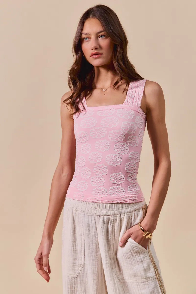 SO ME Two Tone Floral Seamless Tank Top - Alwesbo Fashion