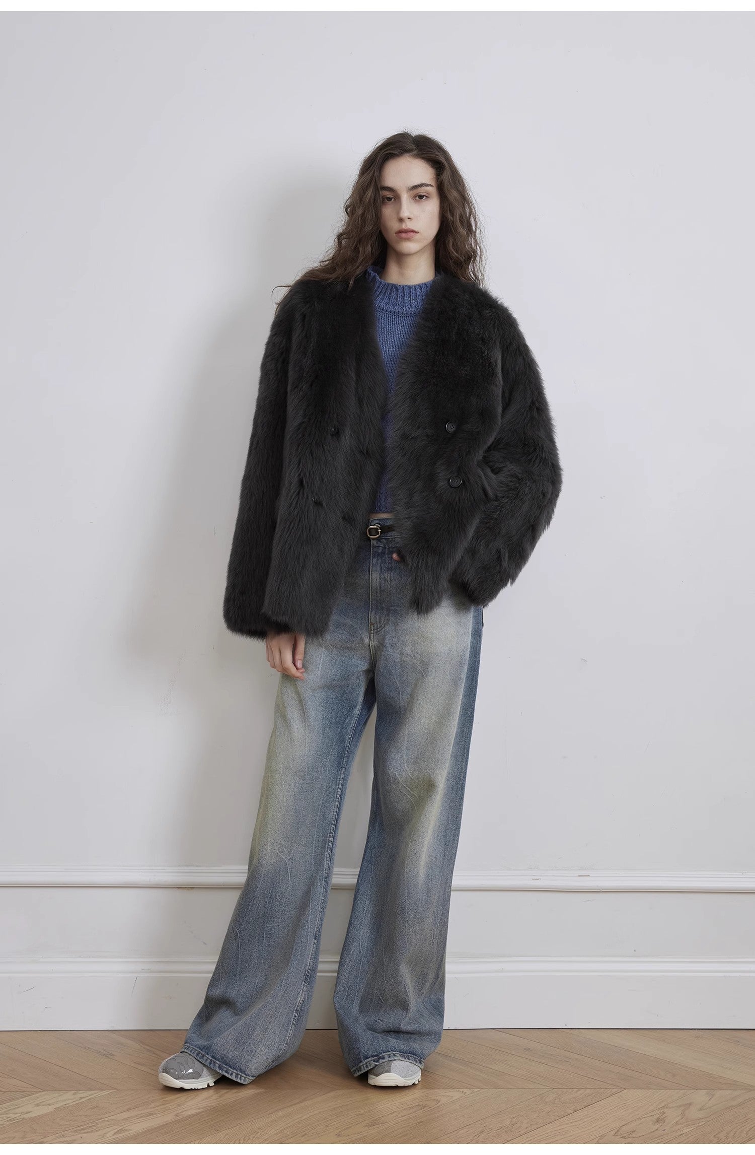 Retro Washed Wrinkled Wide-Leg Jeans – Women's Spacious Straight Fit - Alwesbo Fashion