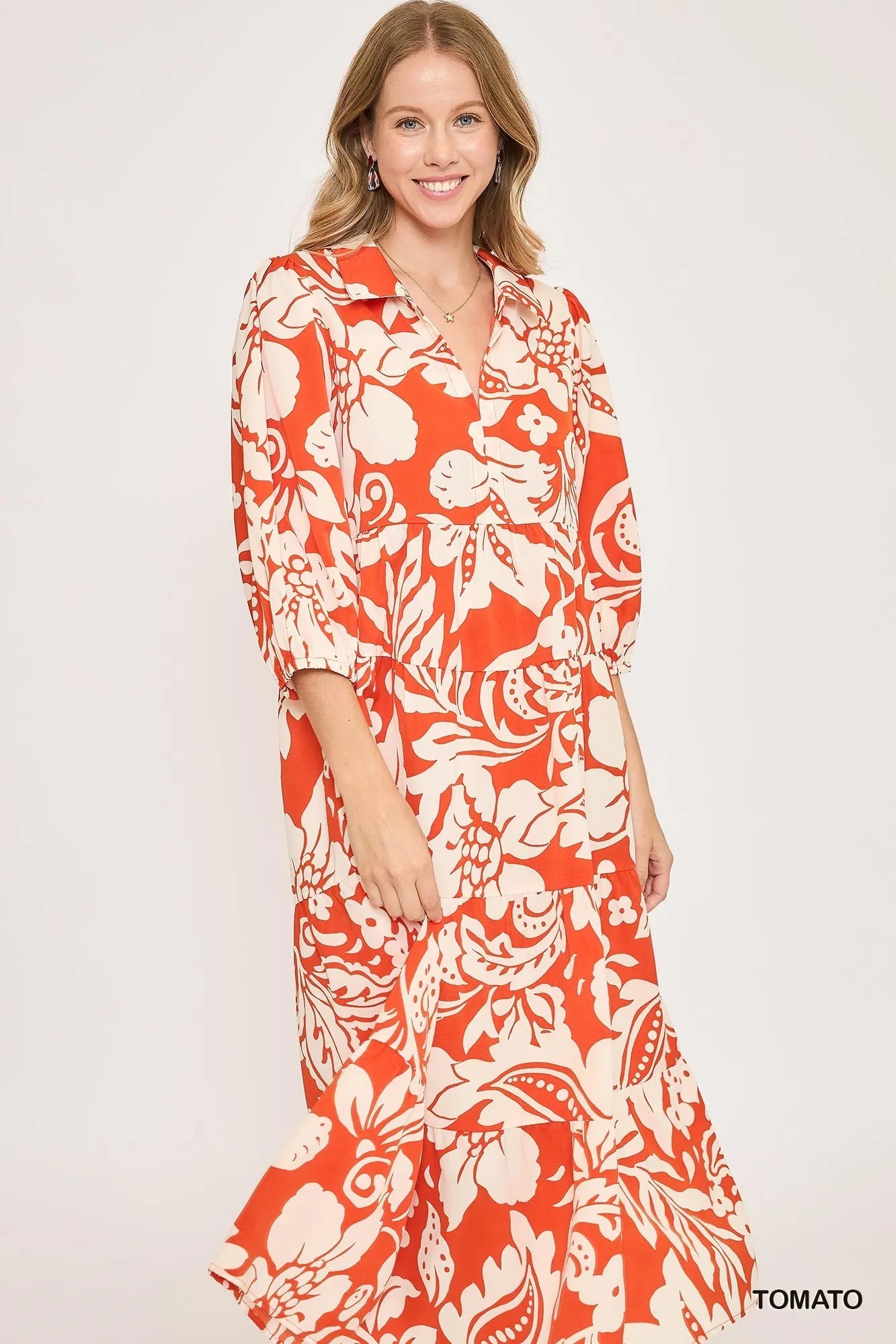 Boho Floral Print Midi Dress – Tiered & Lightweight - Alwesbo Fashion