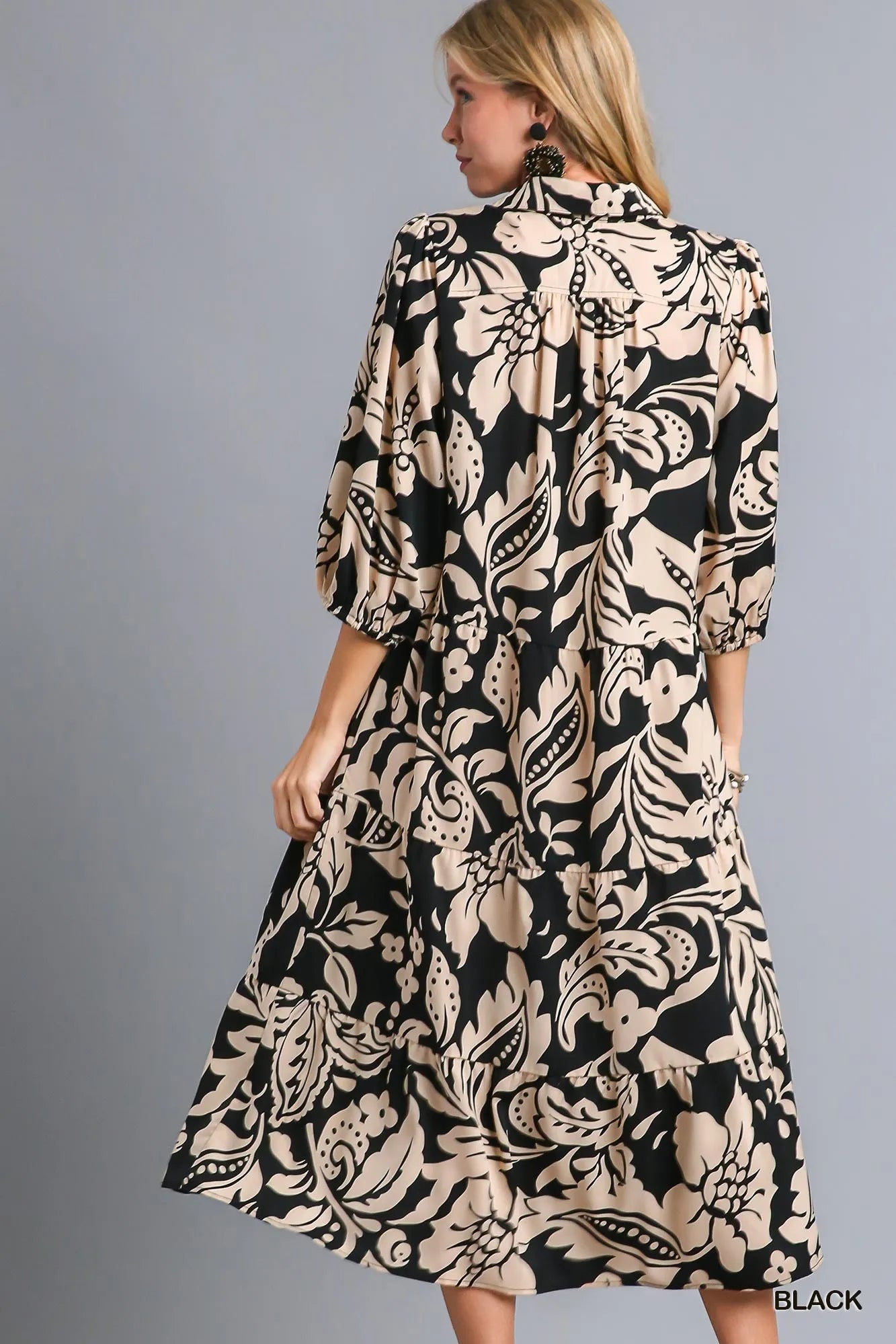 Floral Print Tiered Midi Dress for Women - Alwesbo Fashion