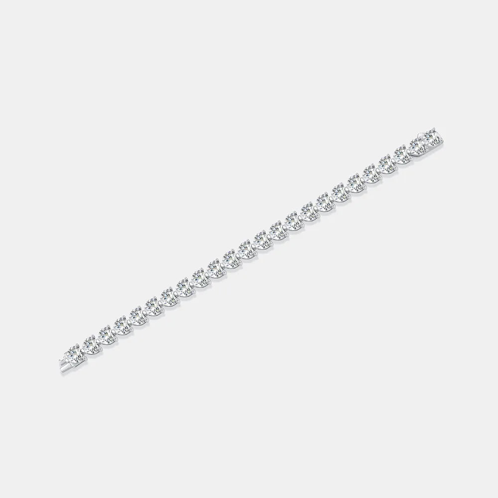 24 Carat Moissanite 925 Sterling Silver Heart Charm Bracelet - Alwesbo Fashion