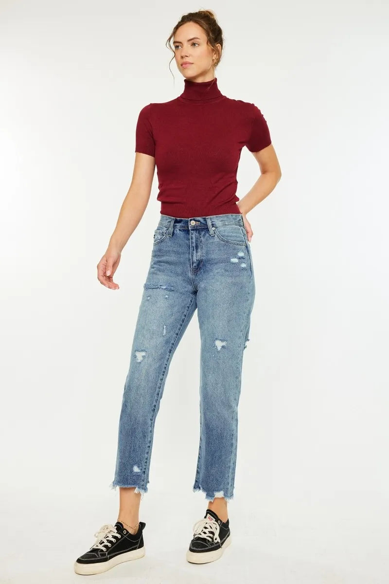 Classic Slim Straight High Waist Jeans - Alwesbo Fashion