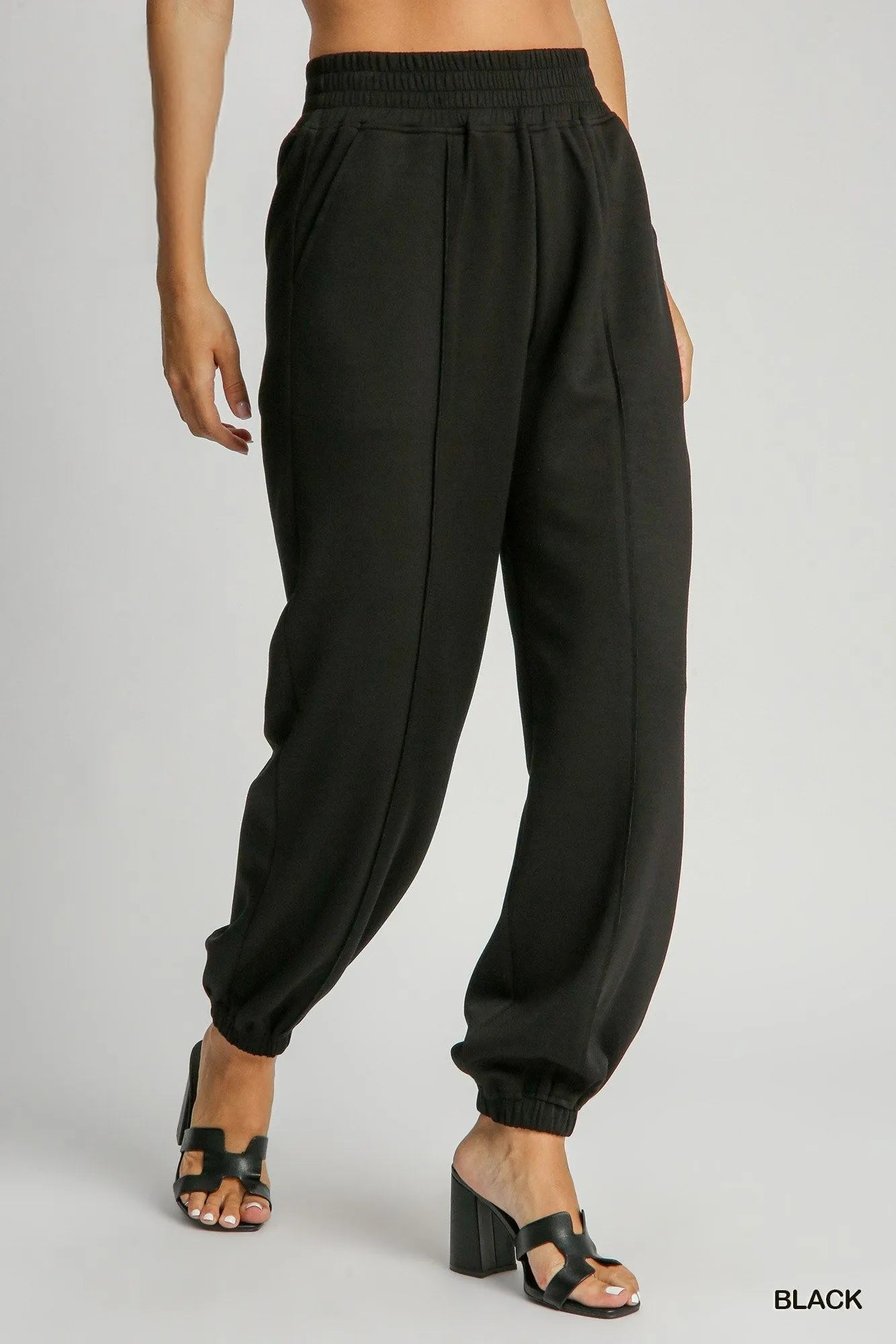Umgee Drawstring Jogger Pants with Front Seam Detail - Alwesbo Fashion