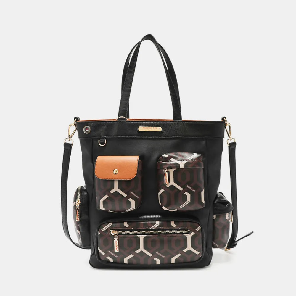Nicole Lee USA Geometric Pattern Tote Bag - Alwesbo Fashion