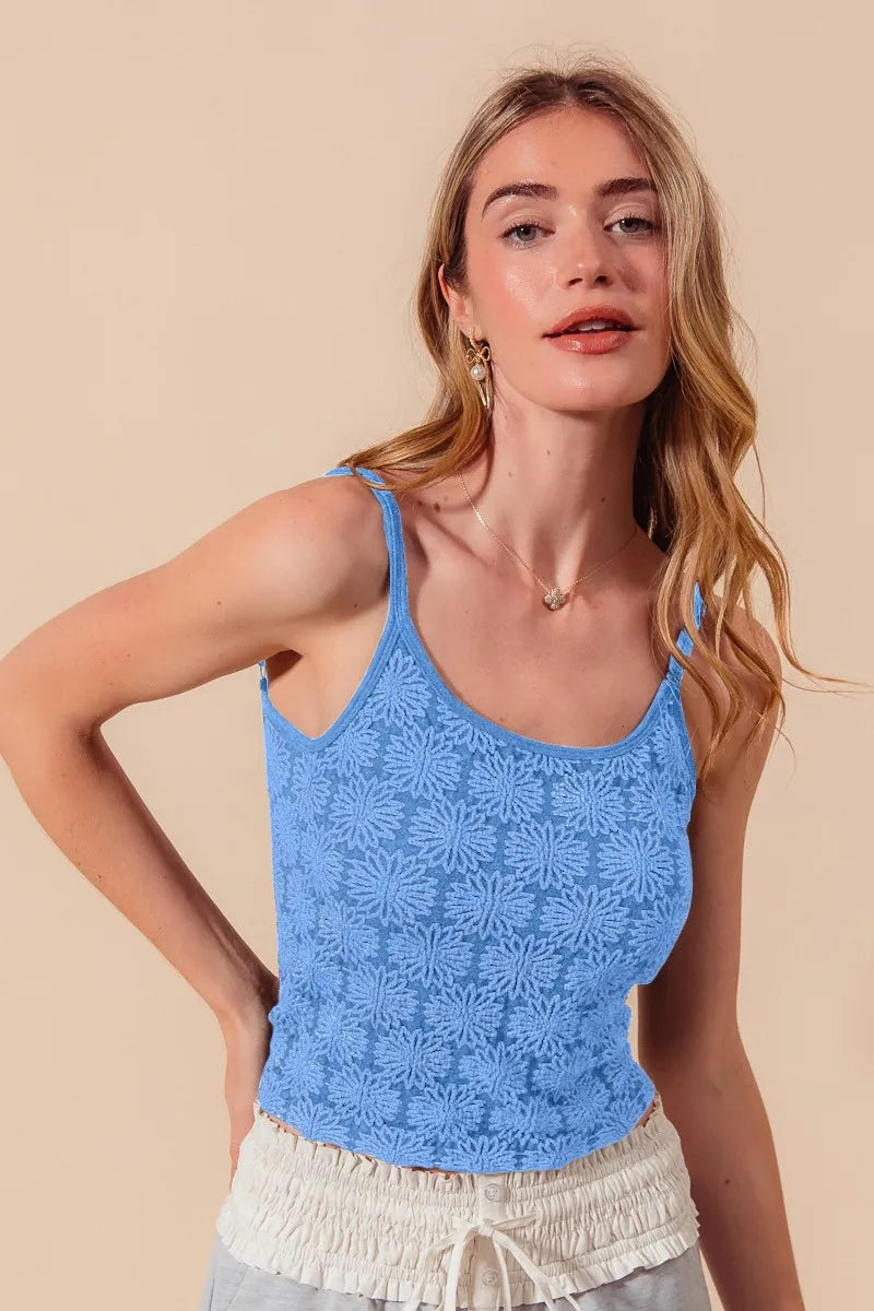 SO ME Two Tone Floral Seamless Tank Top - Alwesbo Fashion