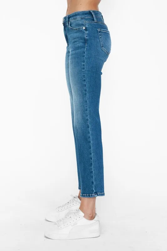 bytos Full Size Cat's Whiskers Mid Rise Ankle Jeans - Alwesbo Fashion
