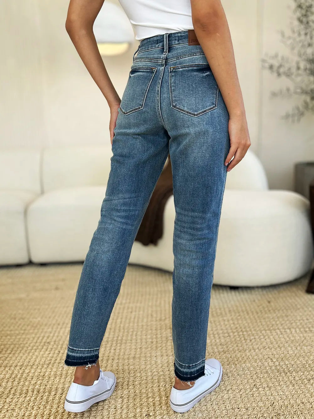 Judy Blue Full Size Mid Rise Rigid Magic Release Hem Jeans - Alwesbo Fashion