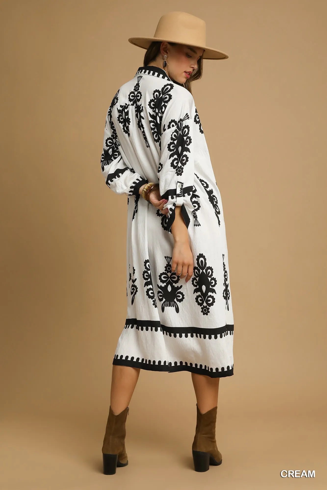 Umgee Abstract Print Midi Dress - Alwesbo Fashion