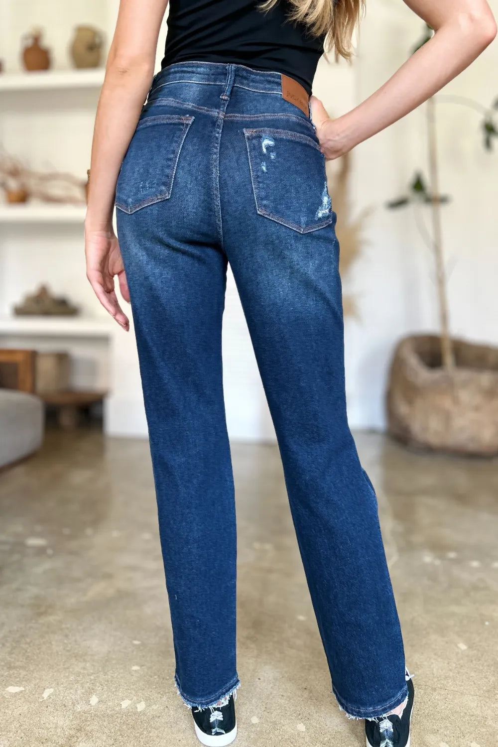Judy Blue Full Size High Waist Rigid Magic Heavy Destroy Straight Jeans - Alwesbo Fashion