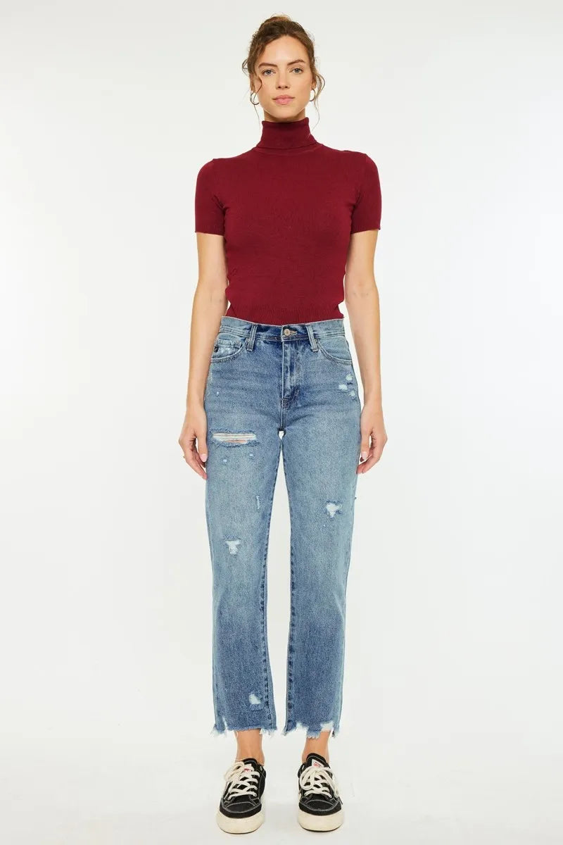 Classic Slim Straight High Waist Jeans - Alwesbo Fashion
