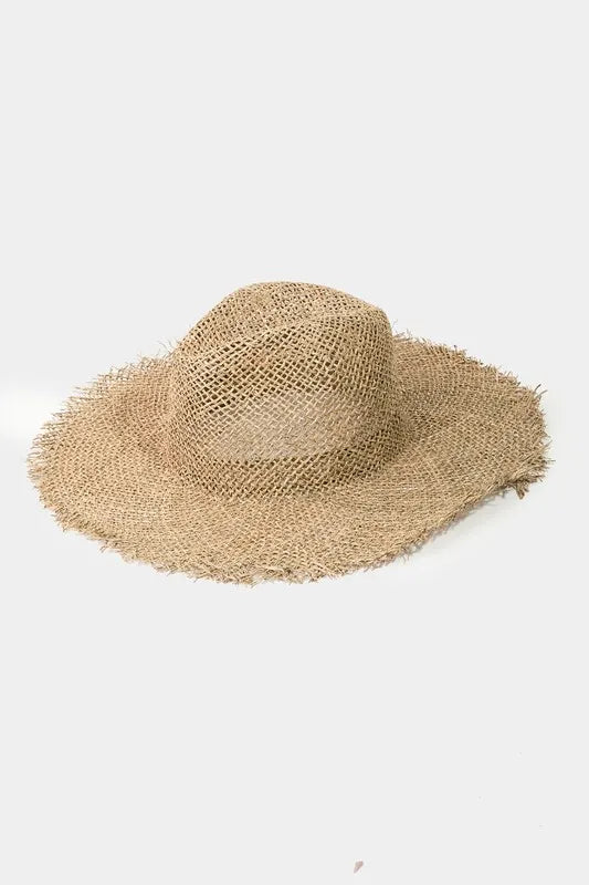Western Fedora Hat with Fringe Edge & Straw Braid - Alwesbo Fashion