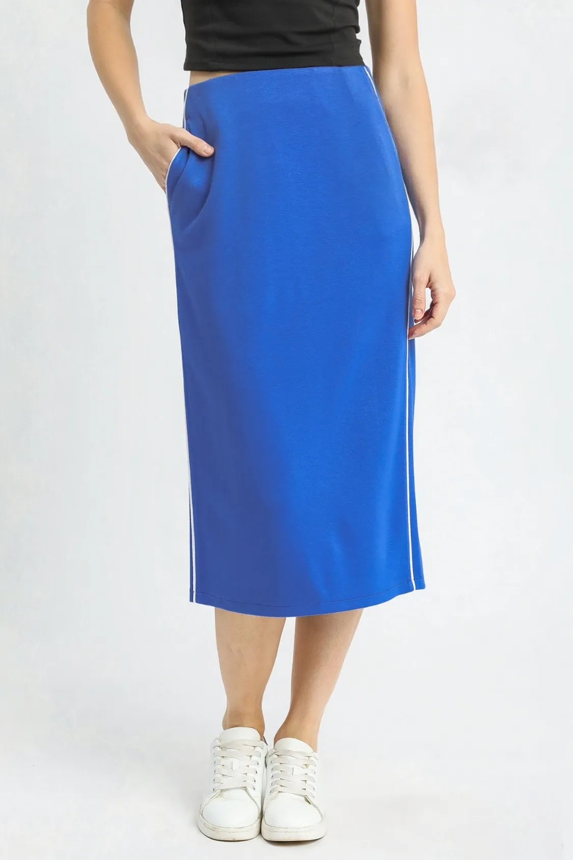Umgee Midi Pencil Skirt with Contrast Piping Detail - Alwesbo Fashion