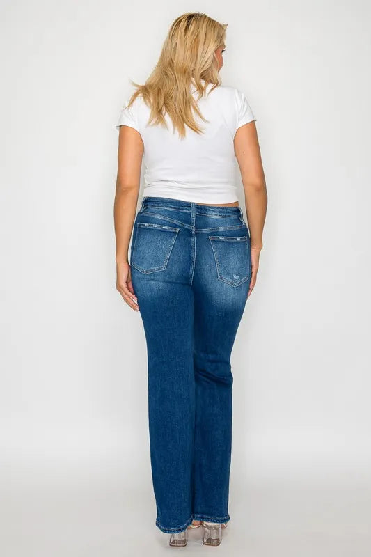 bytos Full Size High Rise Bootcut Jeans with Pockets - Alwesbo Fashion