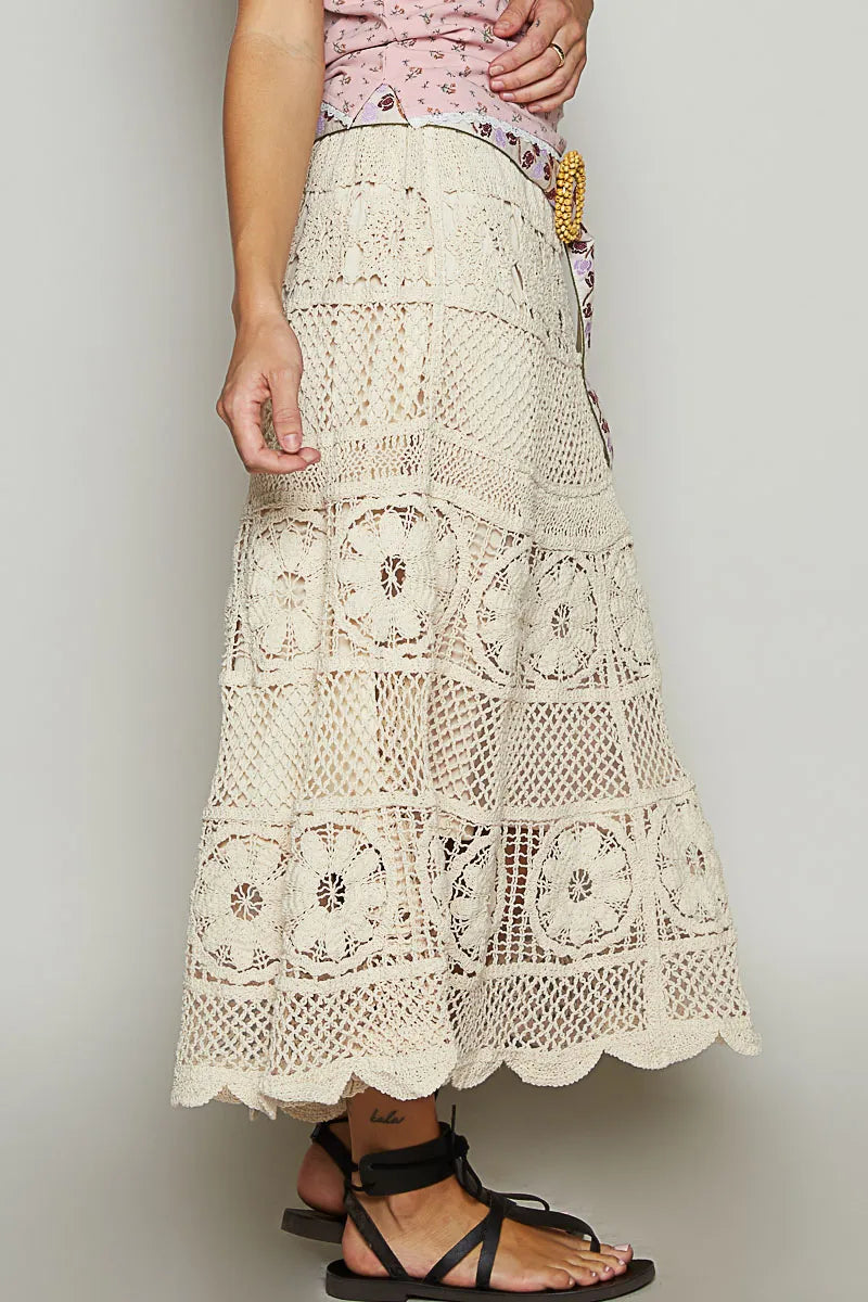 POL Lace Tiered Midi Skirt - Alwesbo Fashion