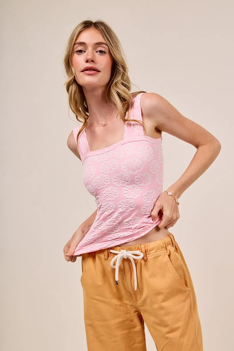 SO ME Two Tone Floral Seamless Tank Top - Alwesbo Fashion
