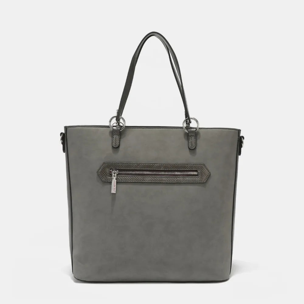 Nicole Lee USA Metallic Stitching Embroidery Inlaid Rhinestone Tote Bag - Alwesbo Fashion