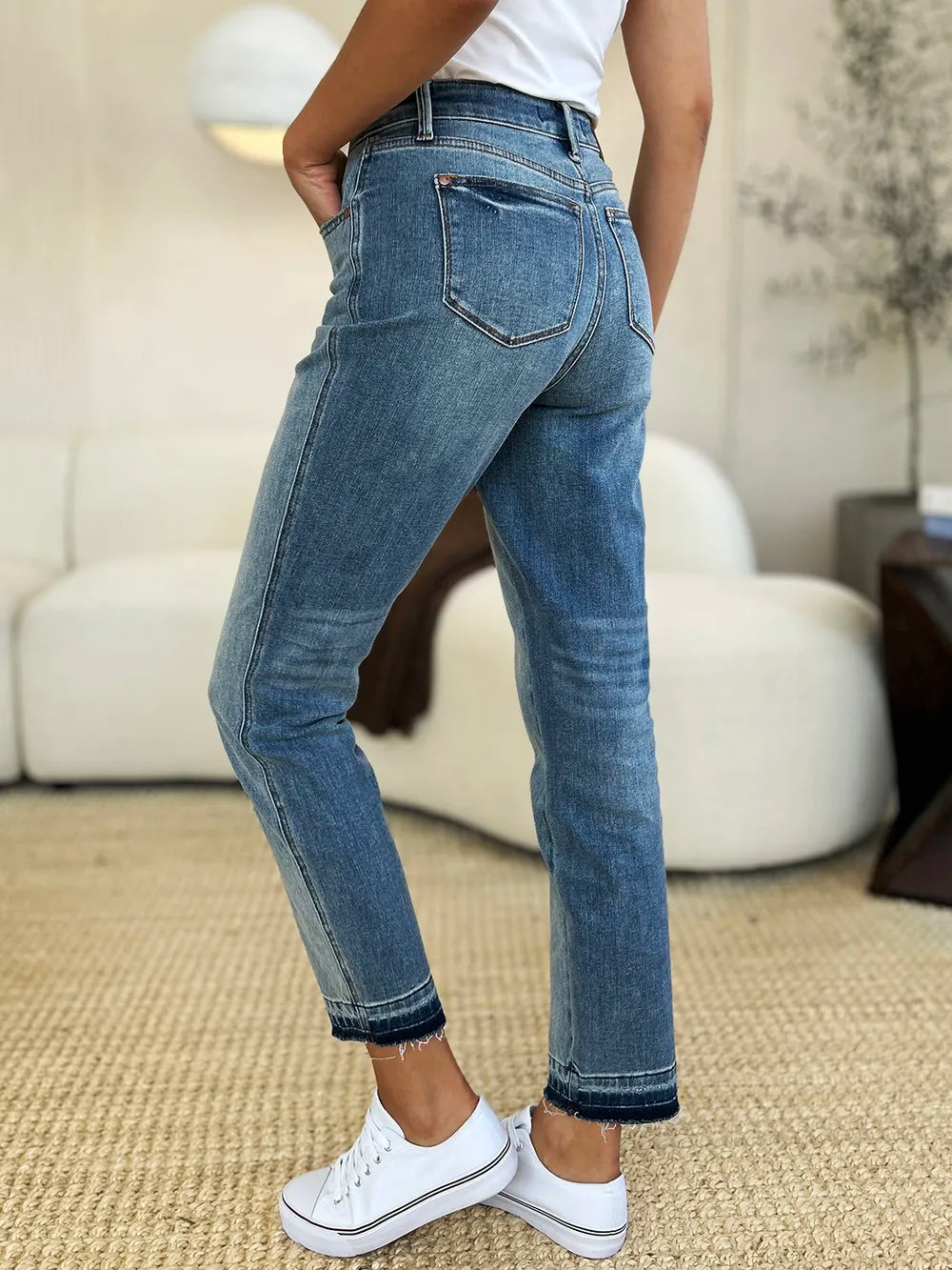 Judy Blue Full Size Mid Rise Rigid Magic Release Hem Jeans - Alwesbo Fashion