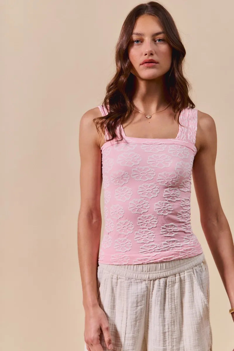 SO ME Two Tone Floral Seamless Tank Top - Alwesbo Fashion