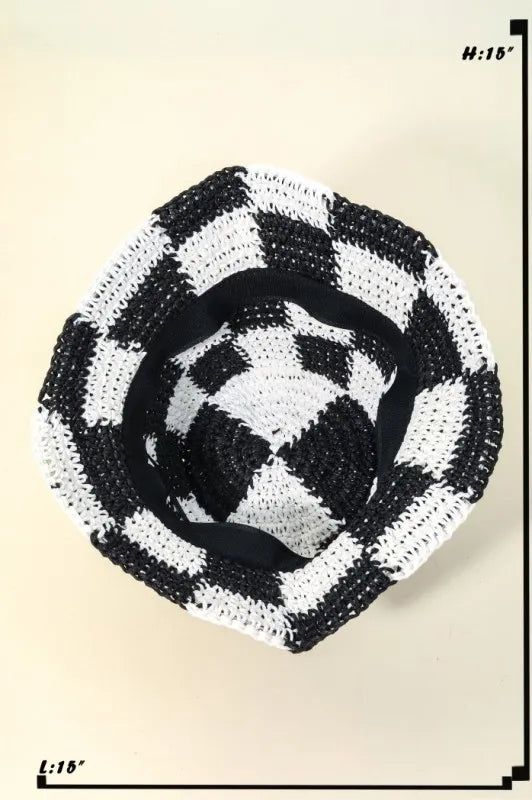 Fame Checkered Pattern Knit Bucket Hat - Alwesbo Fashion