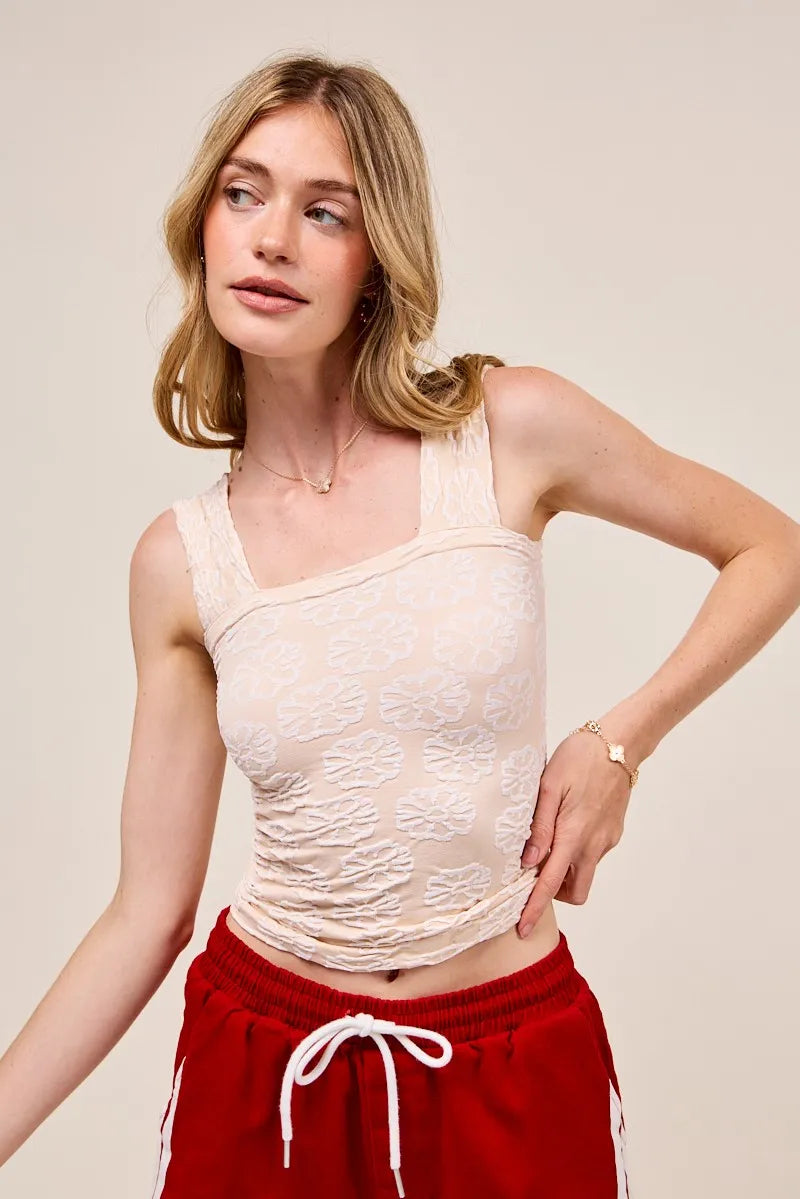 SO ME Two Tone Floral Seamless Tank Top - Alwesbo Fashion