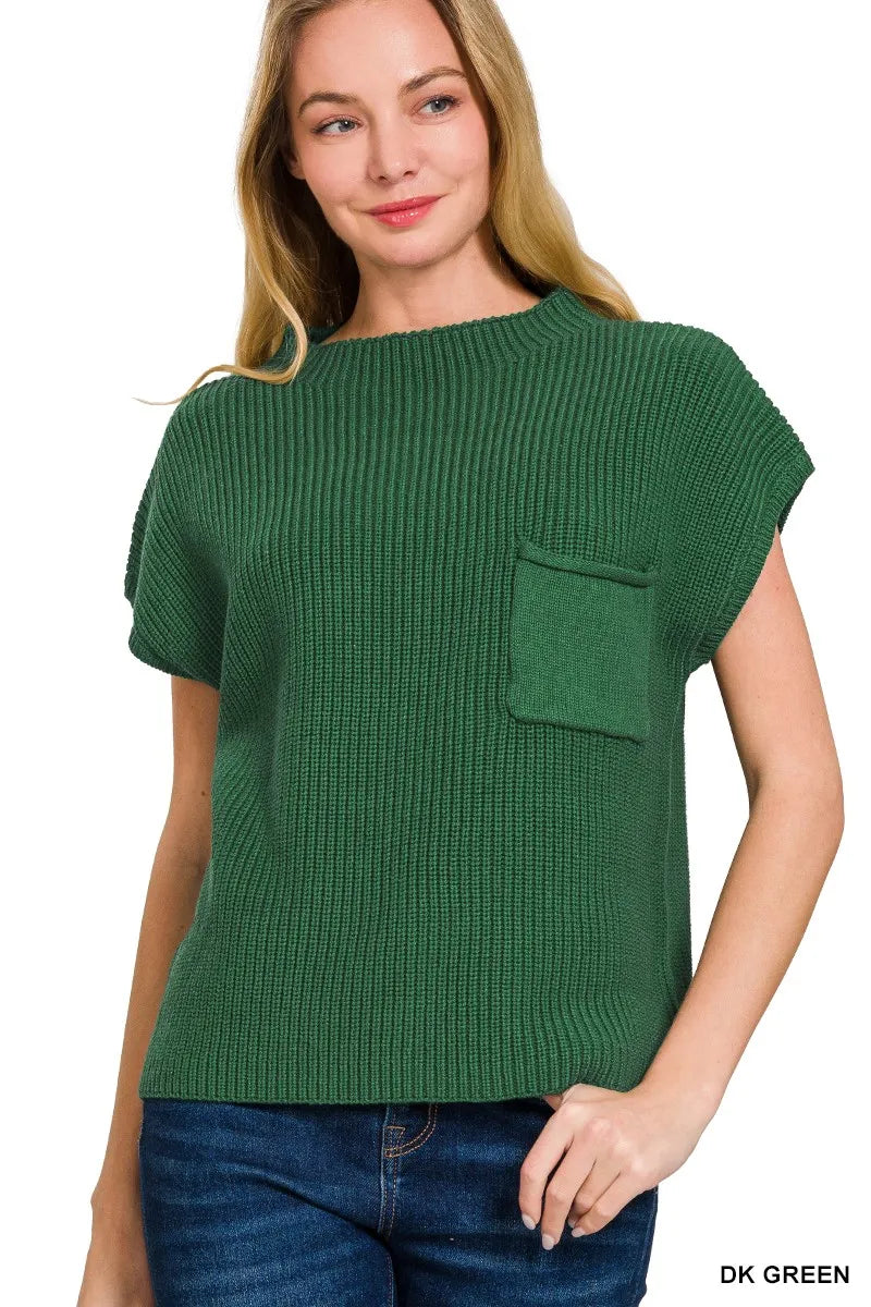 Mock Neck Short Sleeve Sweater for Women - Alwesbo Fashion