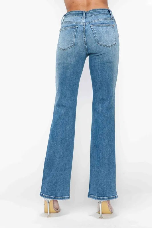 bytos Full Size Cat's Whiskers Mid Rise Bootcut Jeans - Alwesbo Fashion