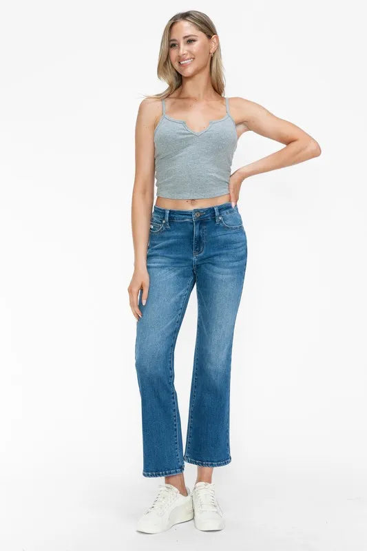 bytos Full Size Cat's Whiskers Mid Rise Ankle Jeans - Alwesbo Fashion