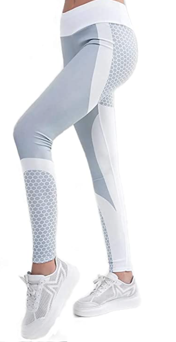 Silver Workout Leggings - High-Waisted Activewear for Training - Alwesbo Fashion