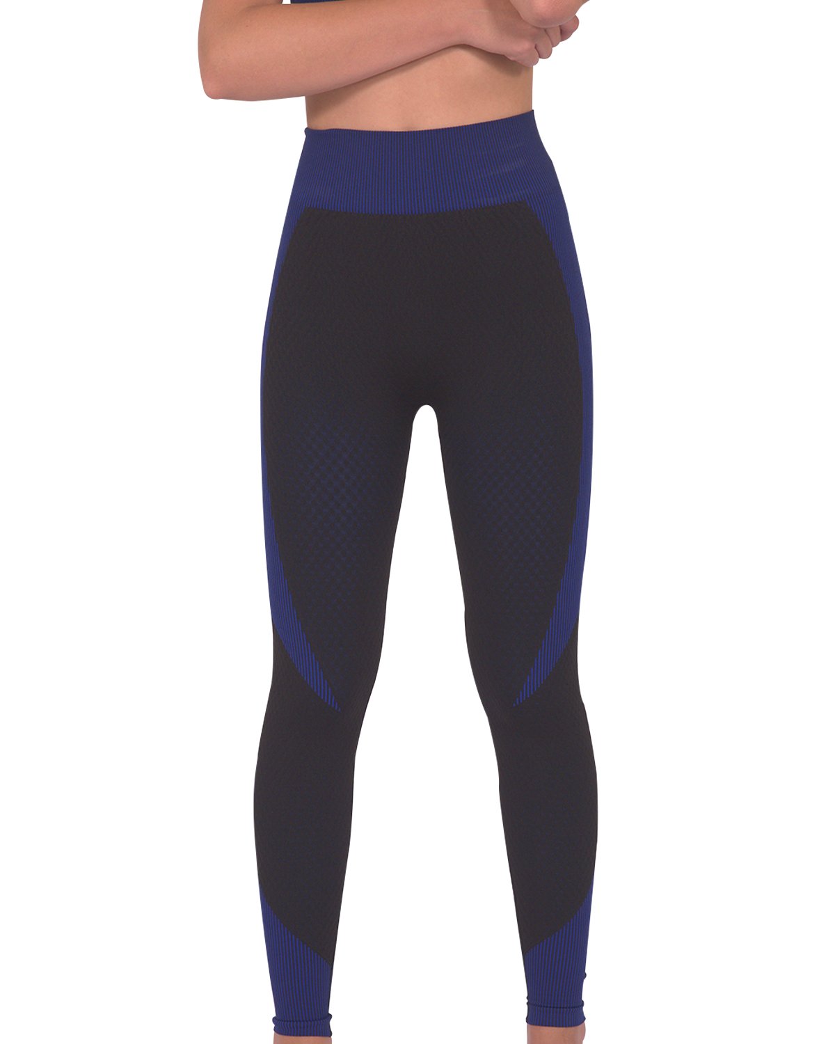 Black and Navy Seamless Leggings - High-Waisted Activewear for Workouts - Alwesbo Fashion