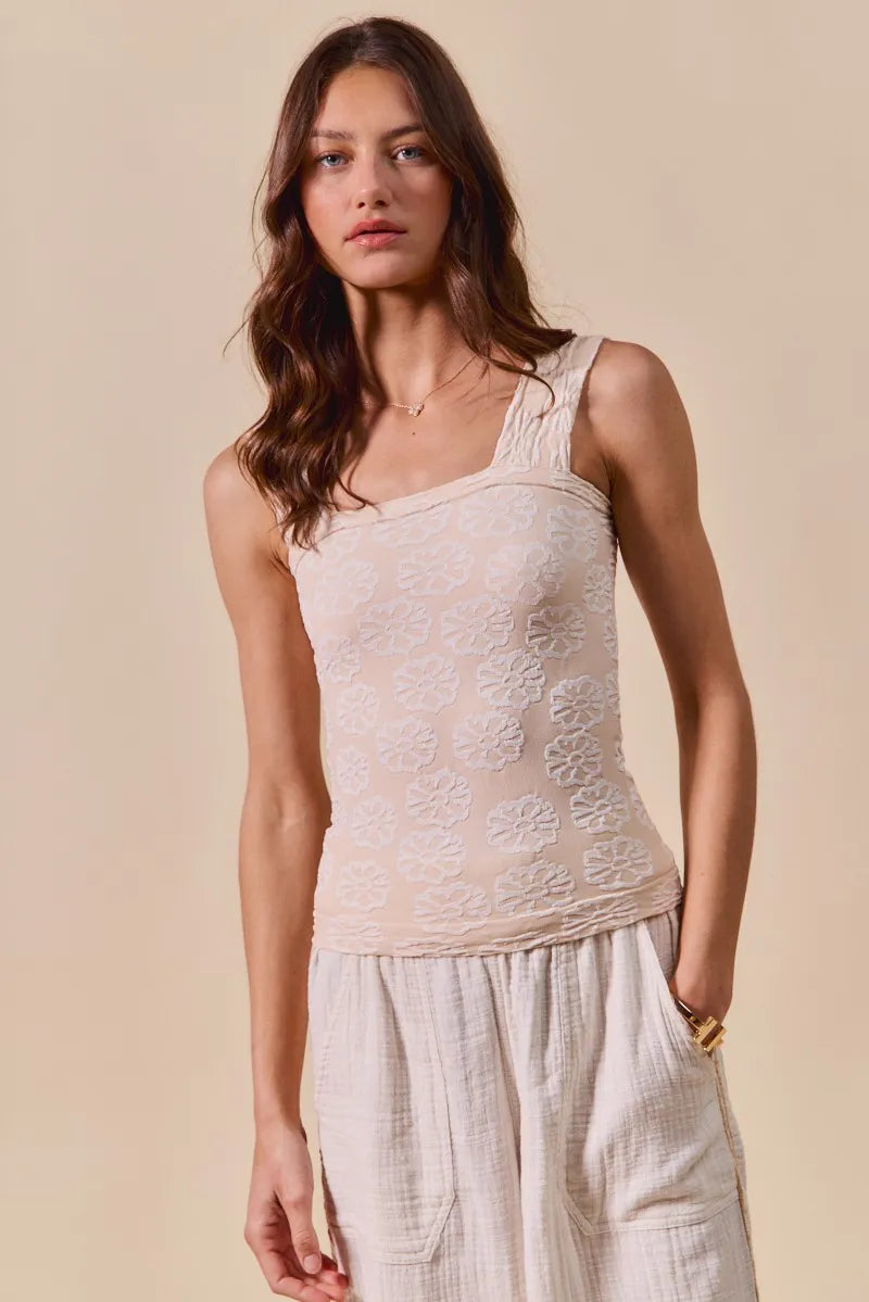 SO ME Two Tone Floral Seamless Tank Top - Alwesbo Fashion